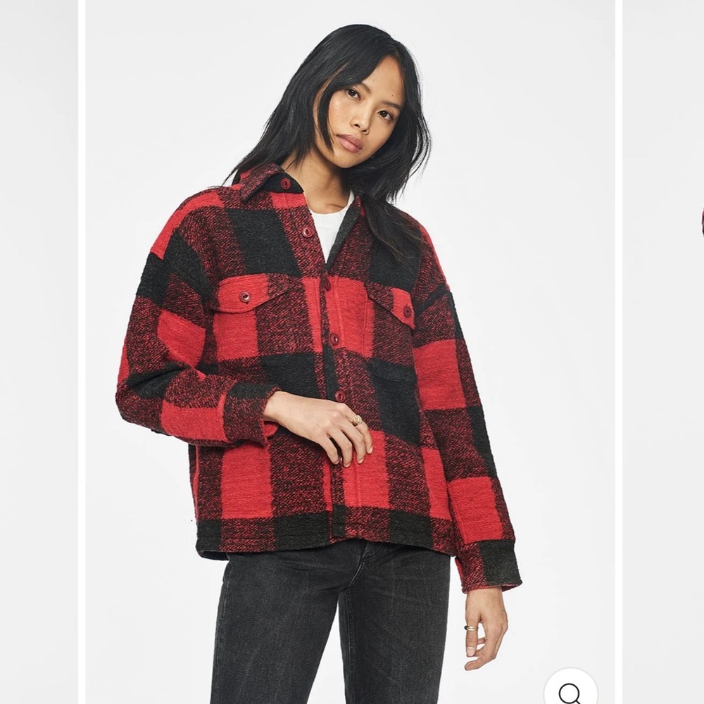 Plaid Red and Black Women's Jacket